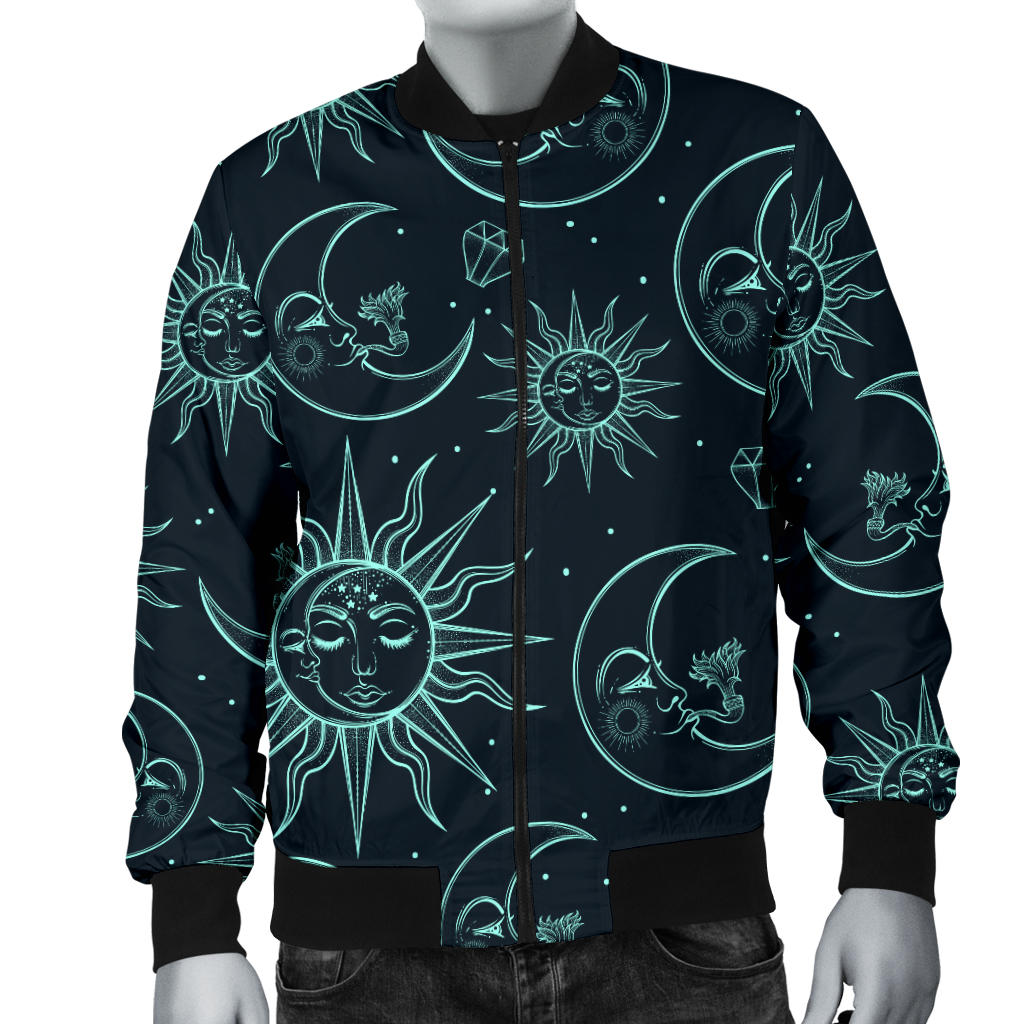 Sun Moon Magic Design Themed Print Men Bomber Jacket