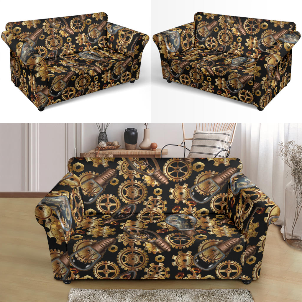 Steampunk Lightbulb Print Design LKS304 Loveseat Couch Slipcover