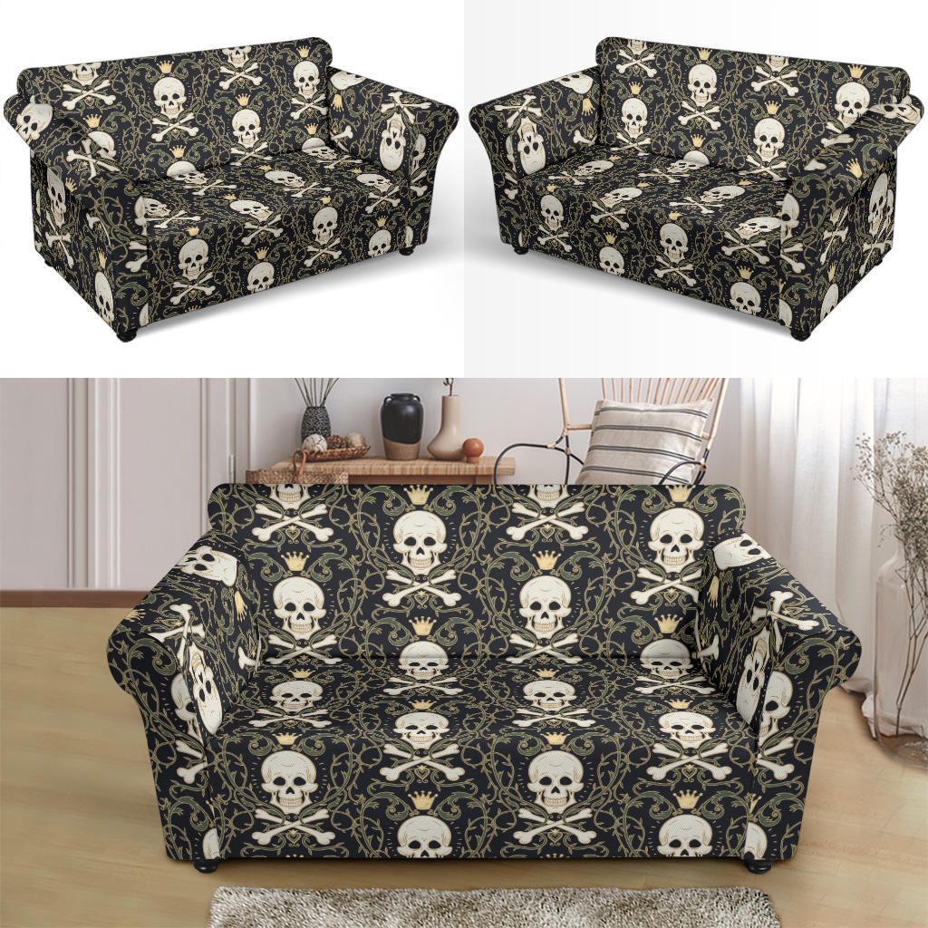 Skull King Print Design LKS307 Loveseat Couch Slipcover