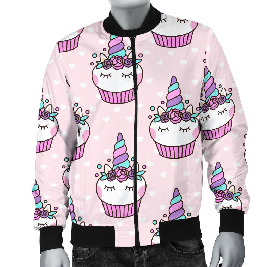 Cupcakes Unicorn Print Pattern Men Bomber Jacket
