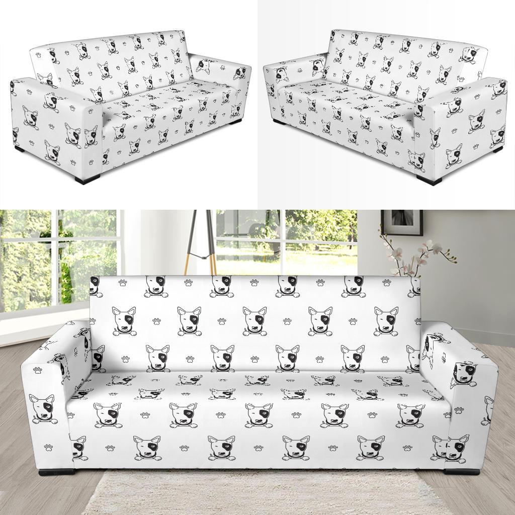 Bull Terriers Pattern Print Design 06 Sofa Slipcover
