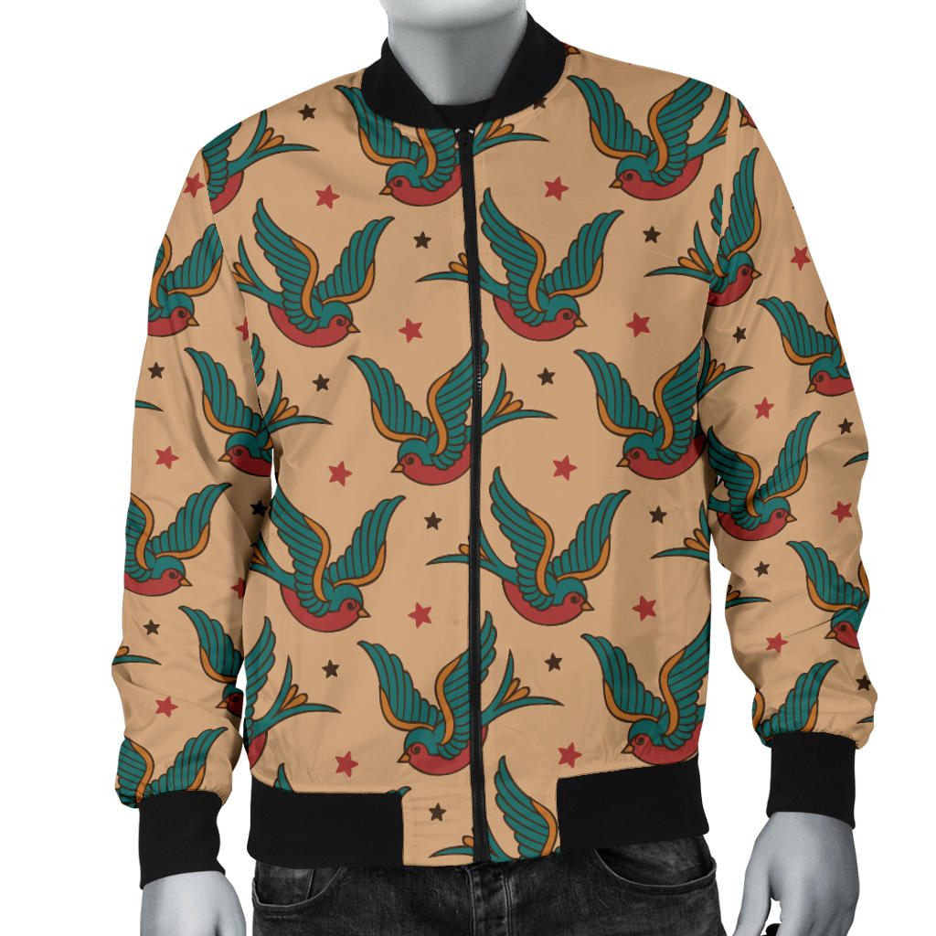 Old School Tattoo Swallow Design Men Bomber Jacket