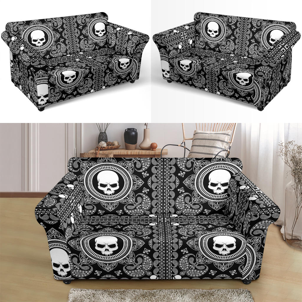 Bandana Skull Print Design LKS303 Loveseat Couch Slipcover