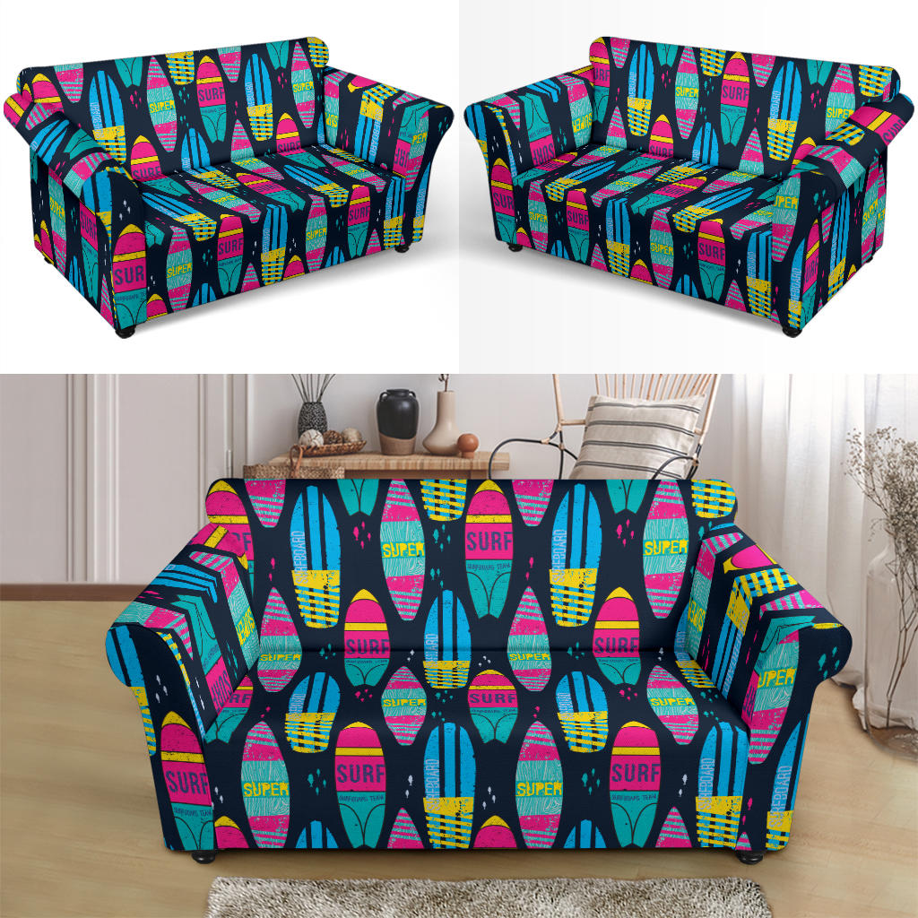 Surfboard Colorful Print Design LKS302 Loveseat Couch Slipcover