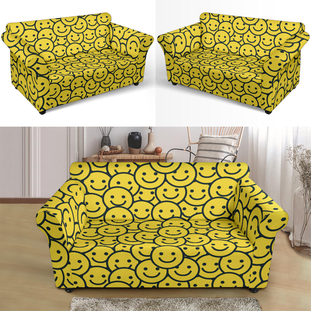 Smiley Face Emoji Print Design LKS302 Loveseat Couch Slipcover