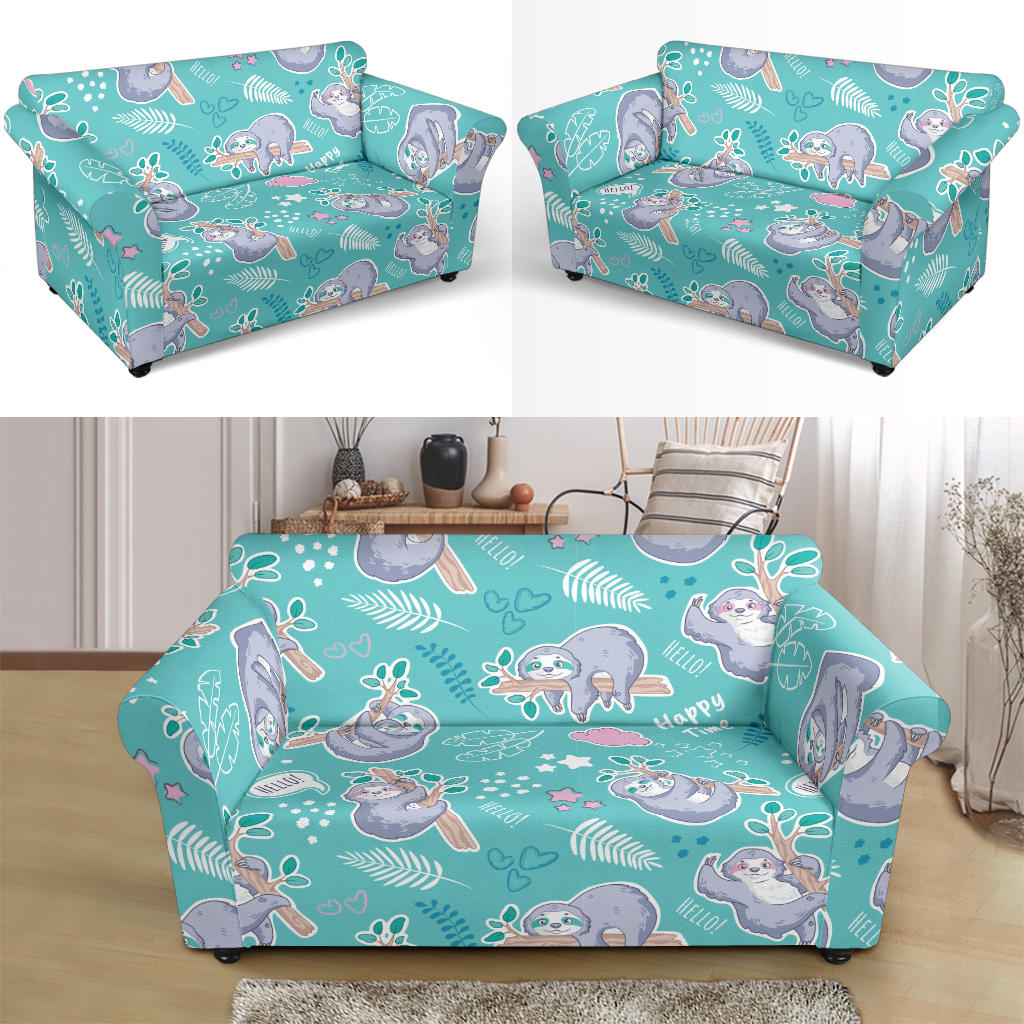 Sloth Print Design LKS309 Loveseat Couch Slipcover