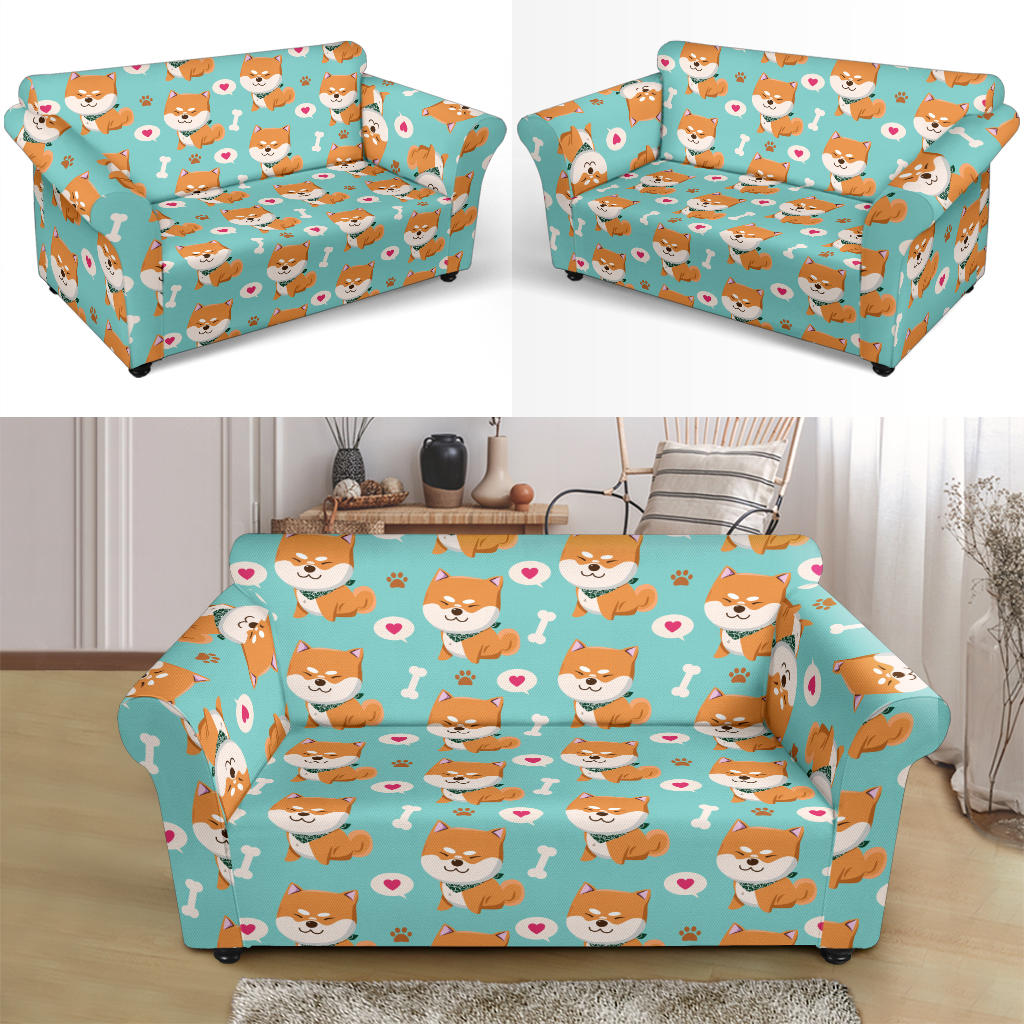Shiba Inu Print Design LKS3013 Loveseat Couch Slipcover