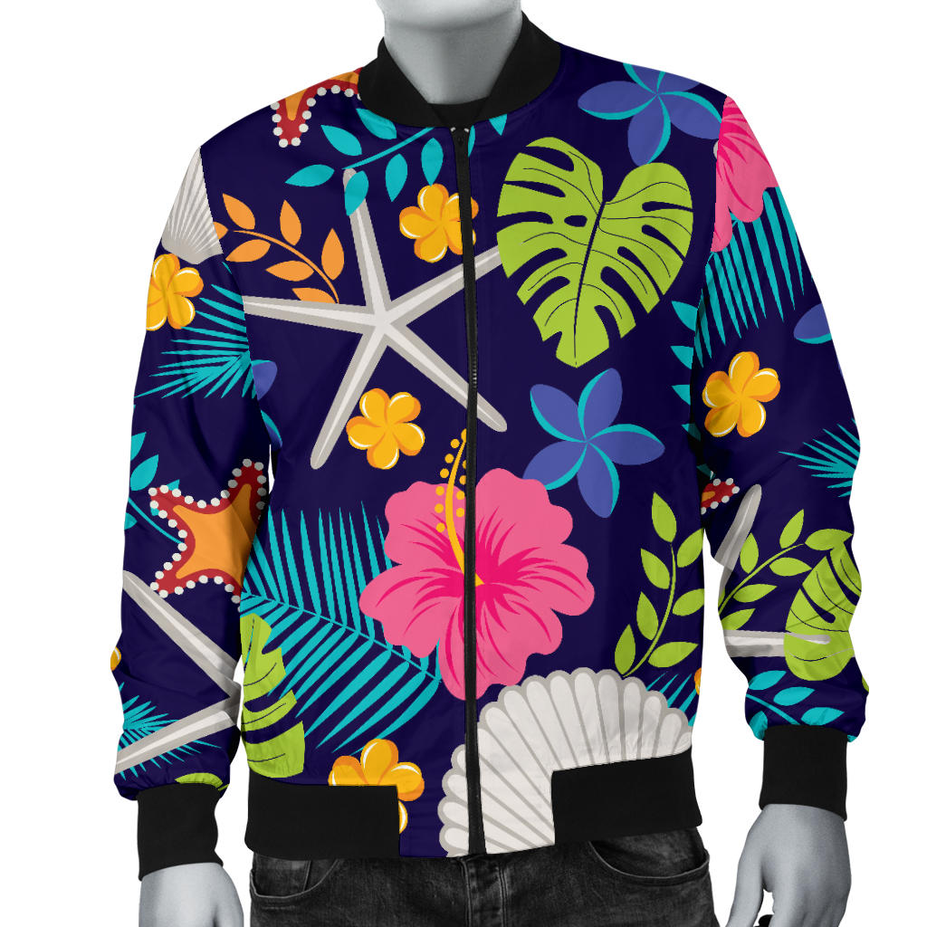 Beach Seashell Floral Theme Men Bomber Jacket