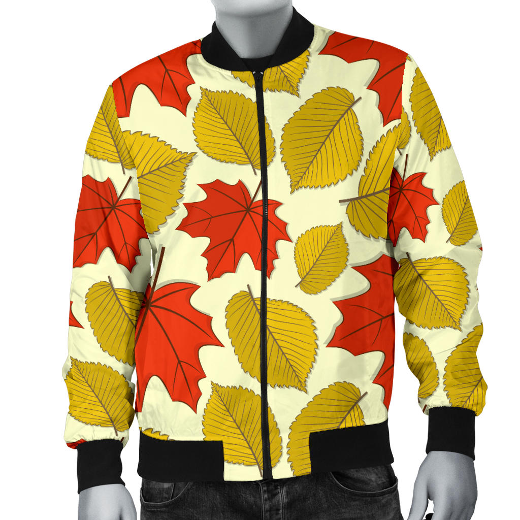 Elm Maple Leave Print Pattern Men Bomber Jacket