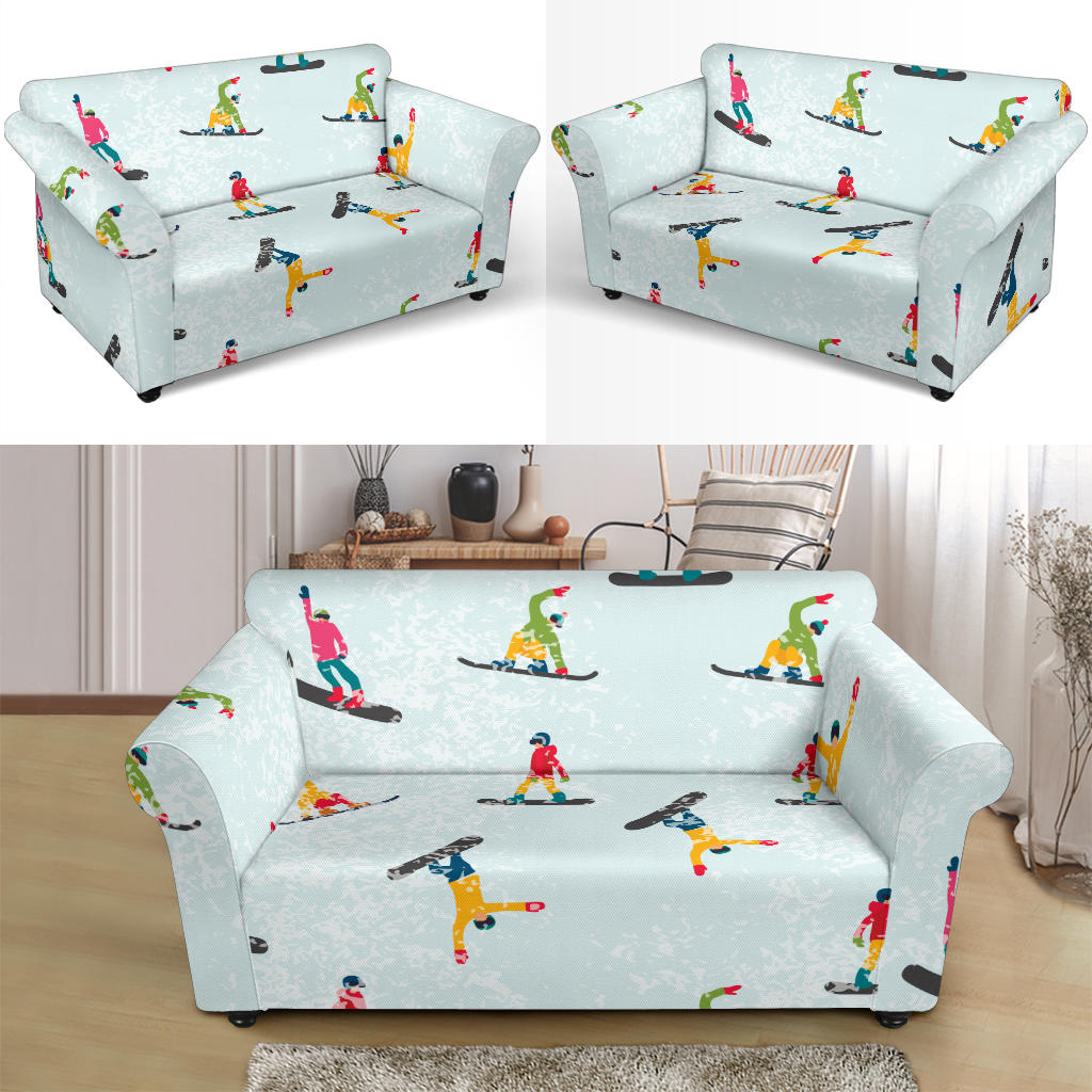 Snowboard Print Design LKS304 Loveseat Couch Slipcover
