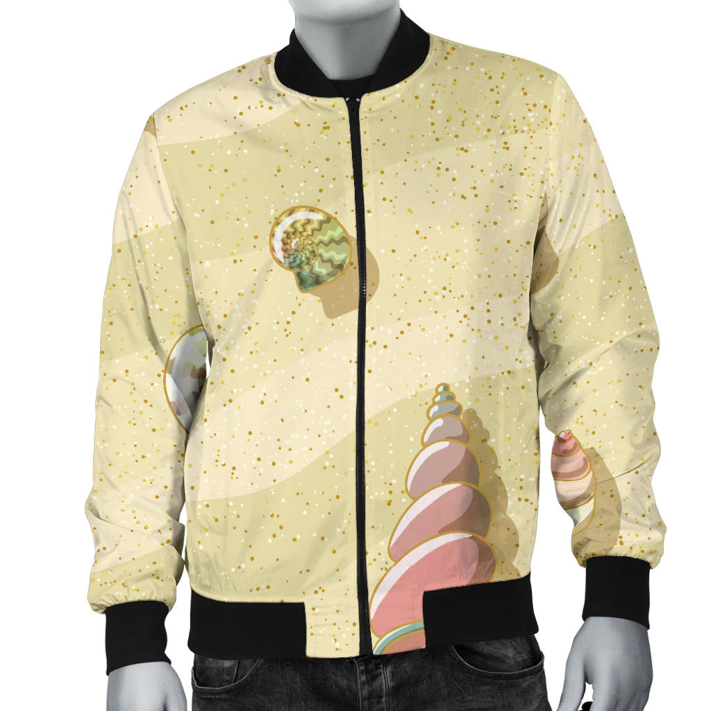 Beach with Seashell Theme Men Bomber Jacket