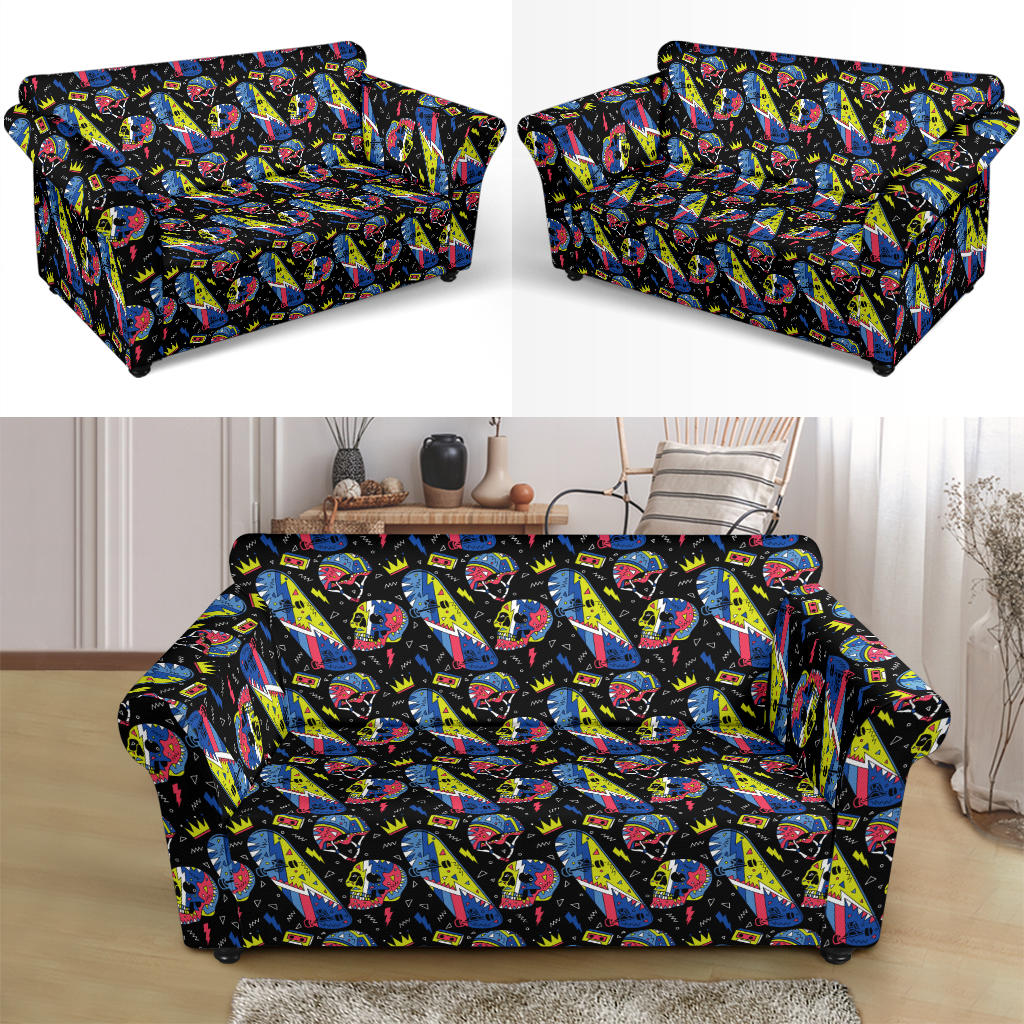 Skateboard Print Design LKS304 Loveseat Couch Slipcover