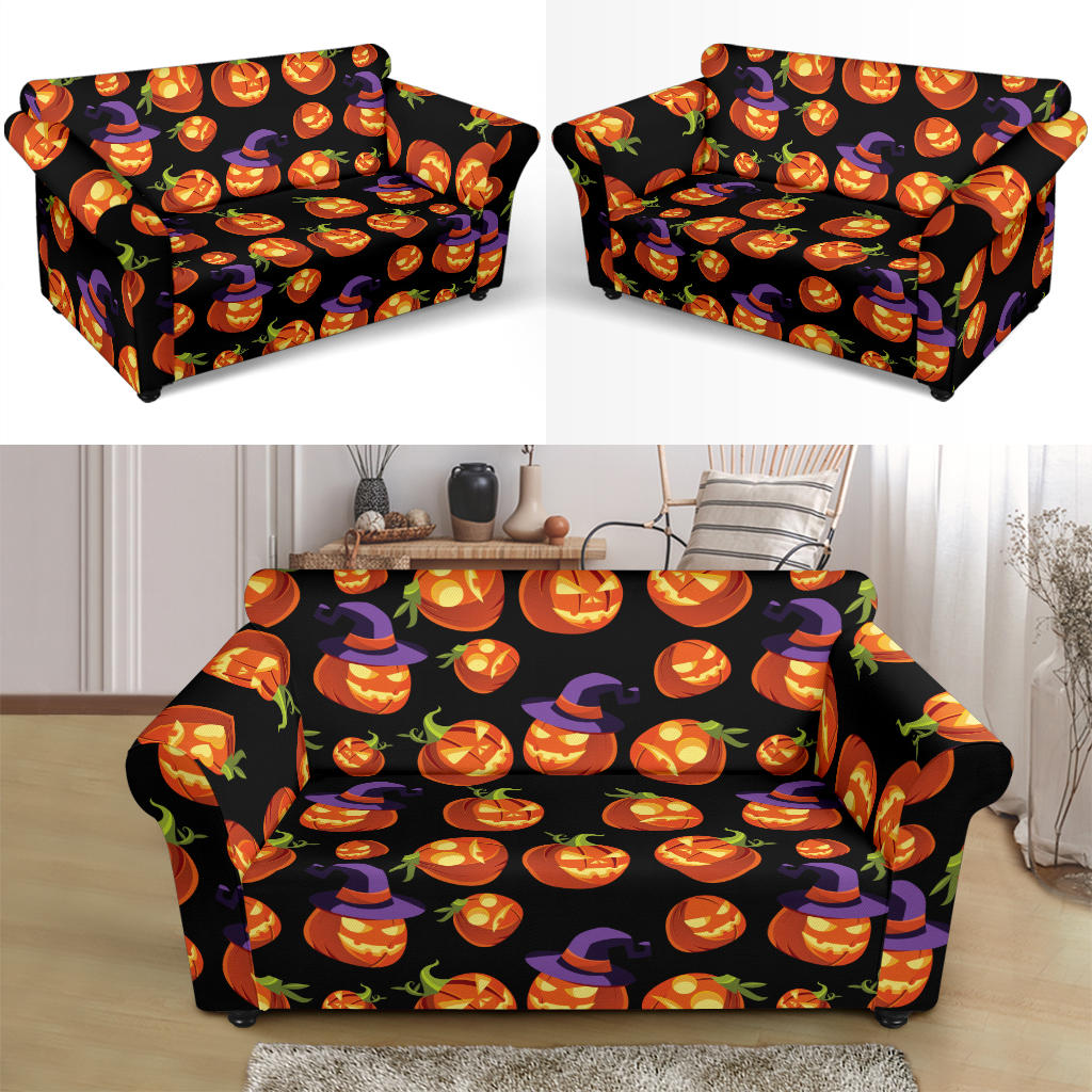 Witch Pumpkin Halloween Print LKS302 Loveseat Couch Slipcover