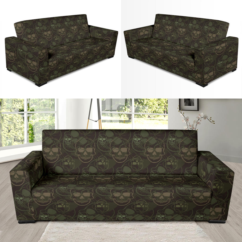 Skull Camo Style Print Design LKS308 Sofa Slipcover
