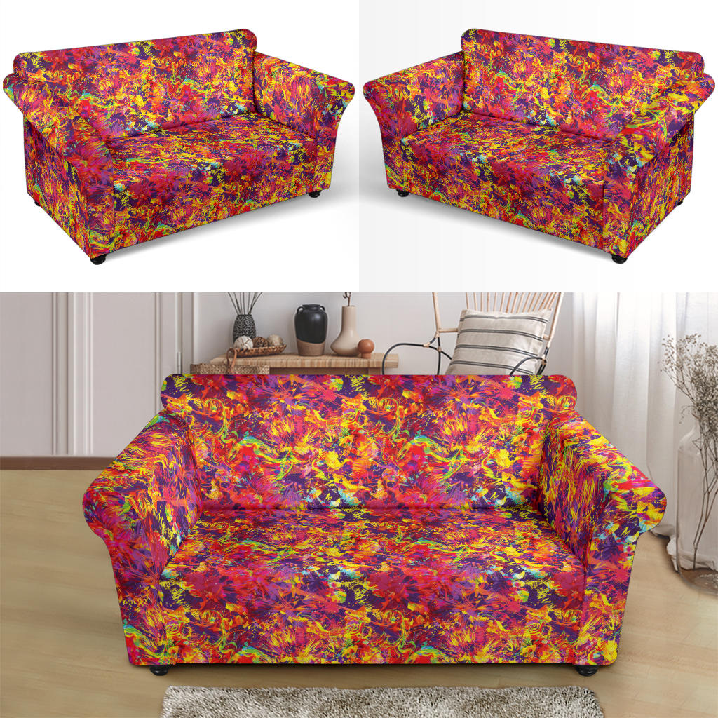 Splatter Print Design LKS303 Loveseat Couch Slipcover