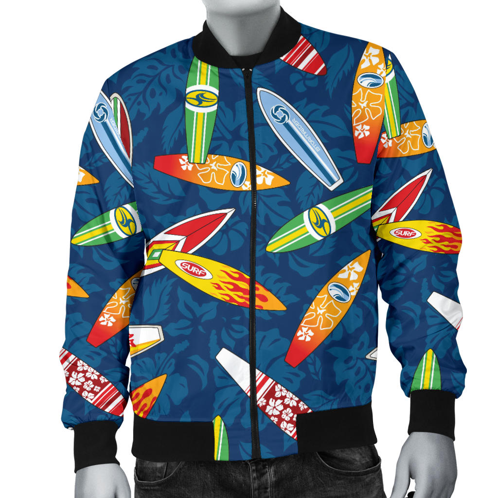 Surfboard Pattern Print Men Bomber Jacket