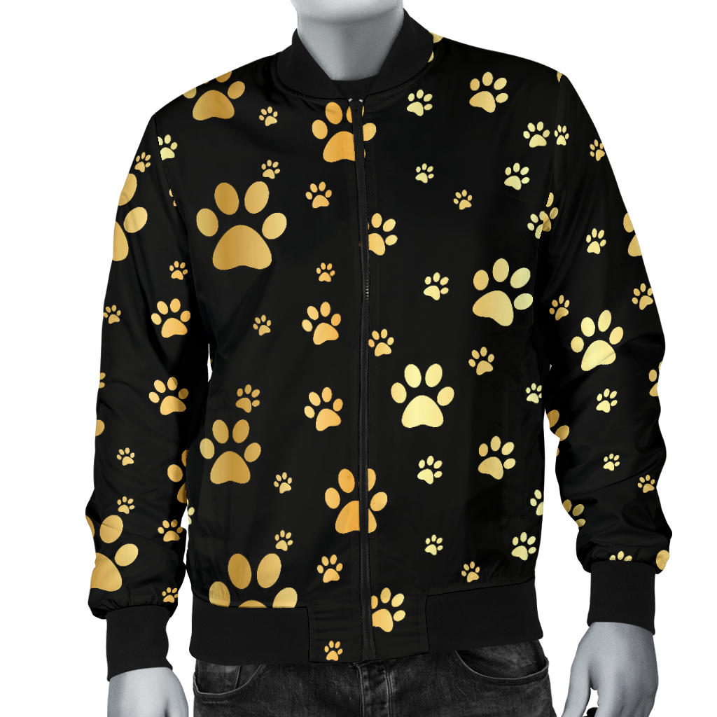 Paw Gold Print Men Bomber Jacket