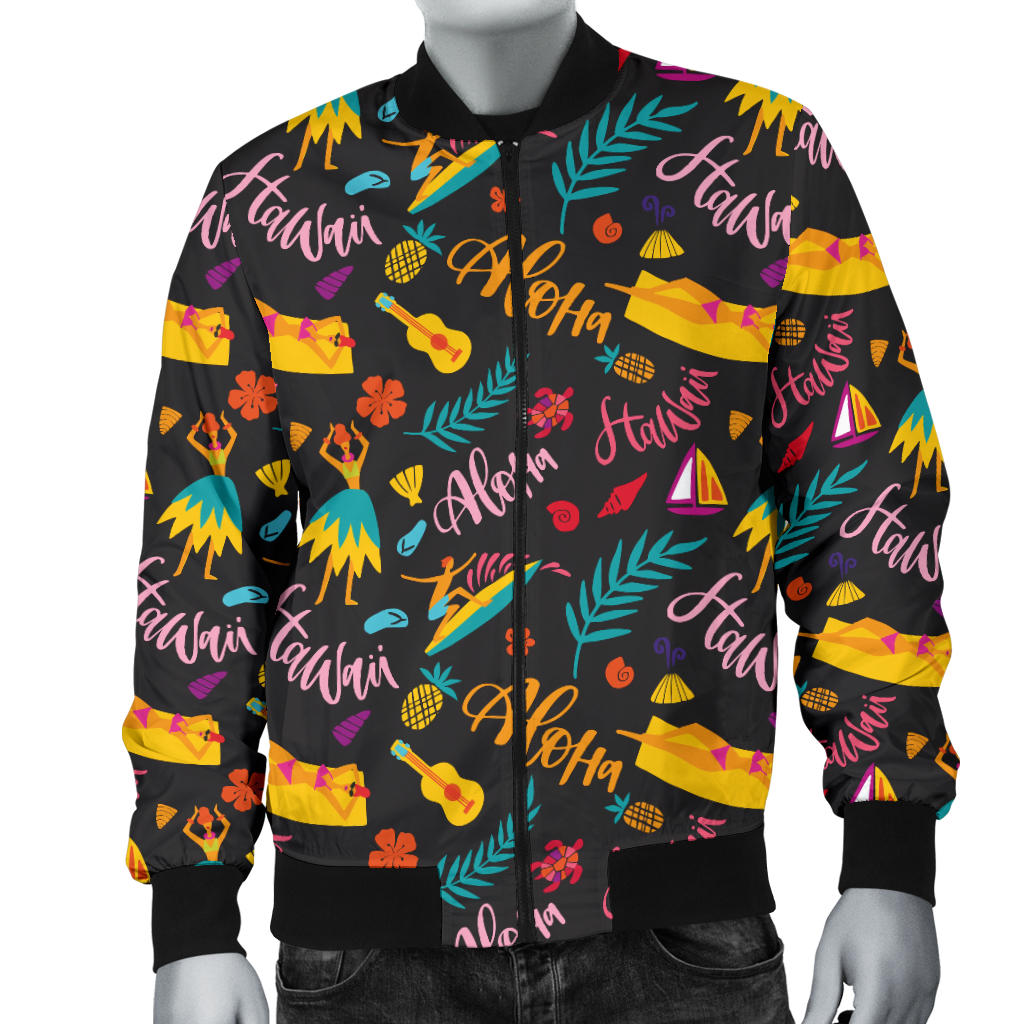 Aloha Hawaii Summer Design Themed Print Men Bomber Jacket