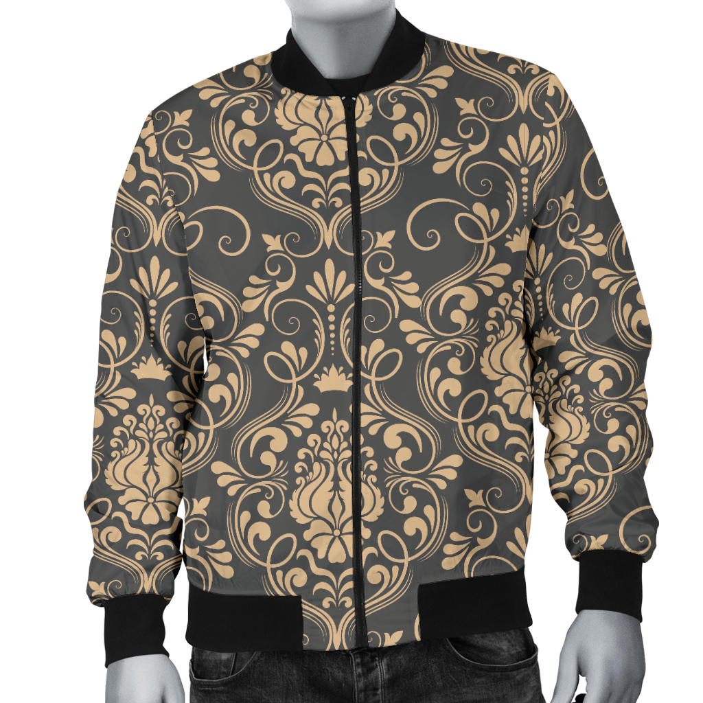 Damask Elegant Luxury Print Pattern Men Bomber Jacket