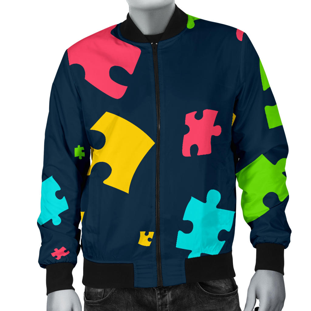 Autism Awareness Colorful Design Print Men Bomber Jacket