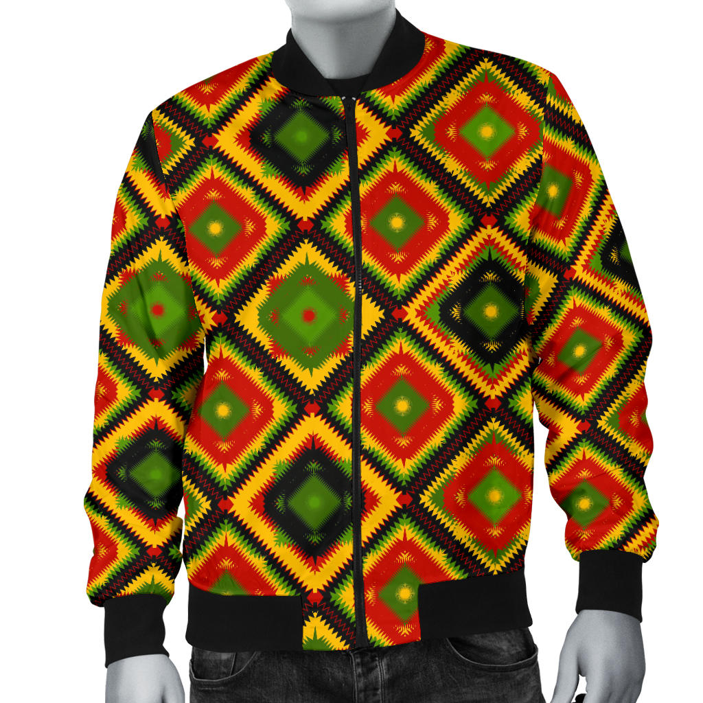 Rasta Reggae Color Pattern Men Bomber Jacket
