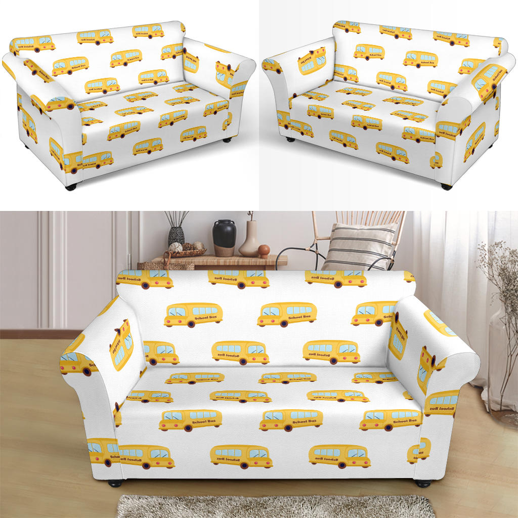 School Bus Print Design LKS306 Loveseat Couch Slipcover