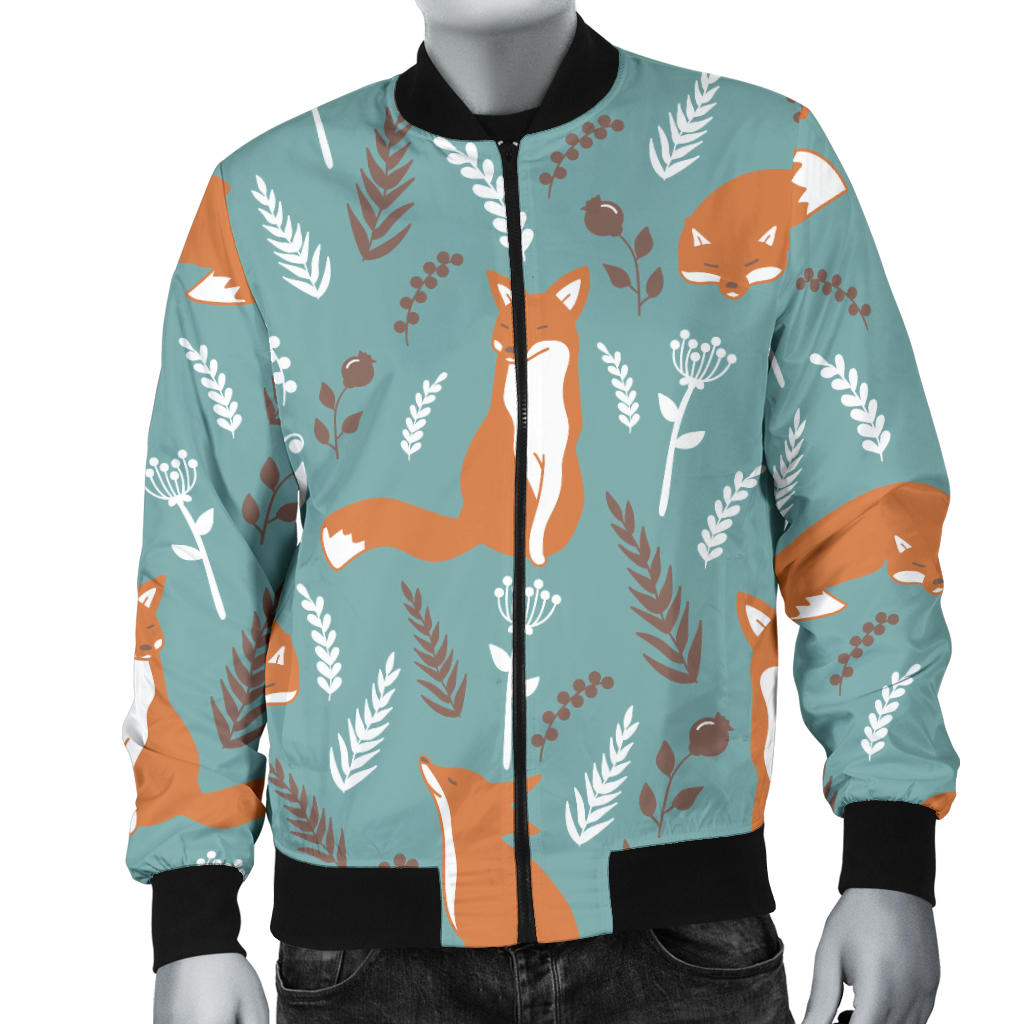 Fox Forest Print Pattern Men Bomber Jacket