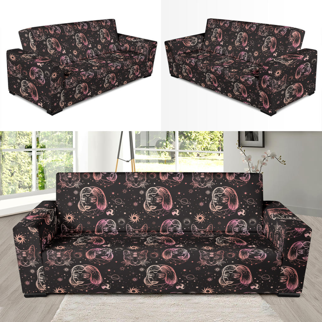 Third Eye Girl Cat Print Design LKS305 Sofa Slipcover