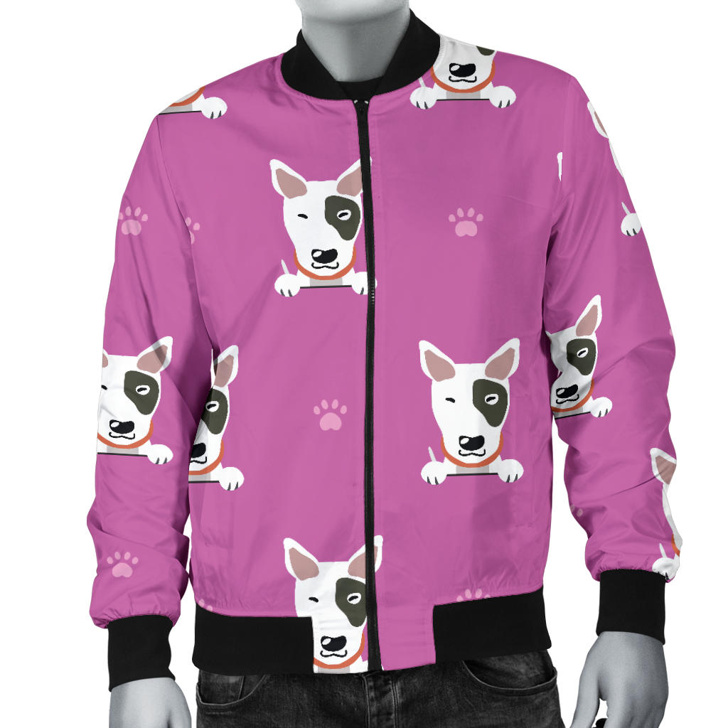 Bull Terrier Happy Print Pattern Men Bomber Jacket