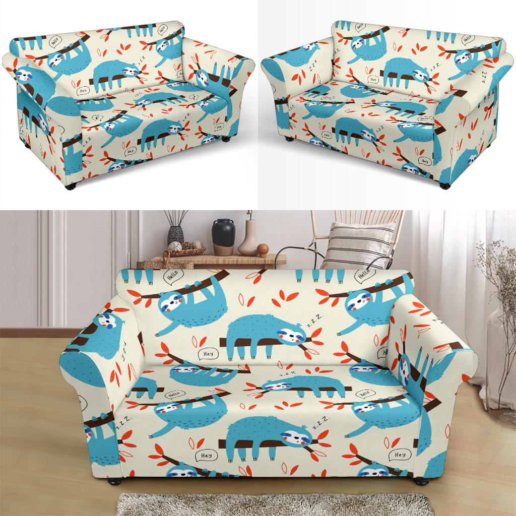 Sloth Print Design LKS3011 Loveseat Couch Slipcover