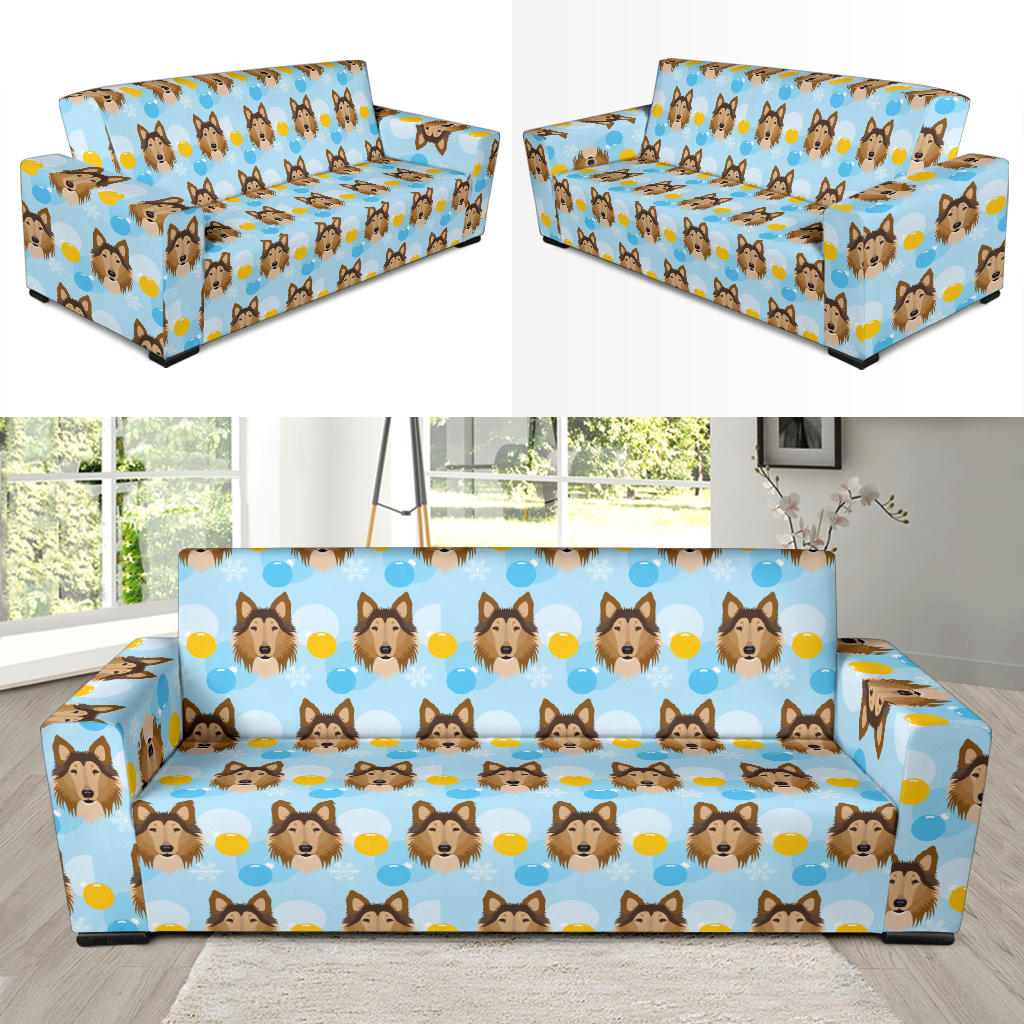 Collies Pattern Print Design 02 Sofa Slipcover