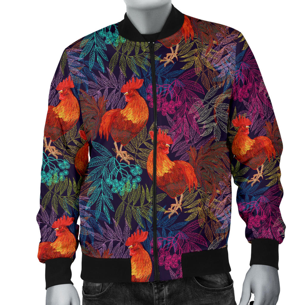 Rooster Print Style Men Bomber Jacket