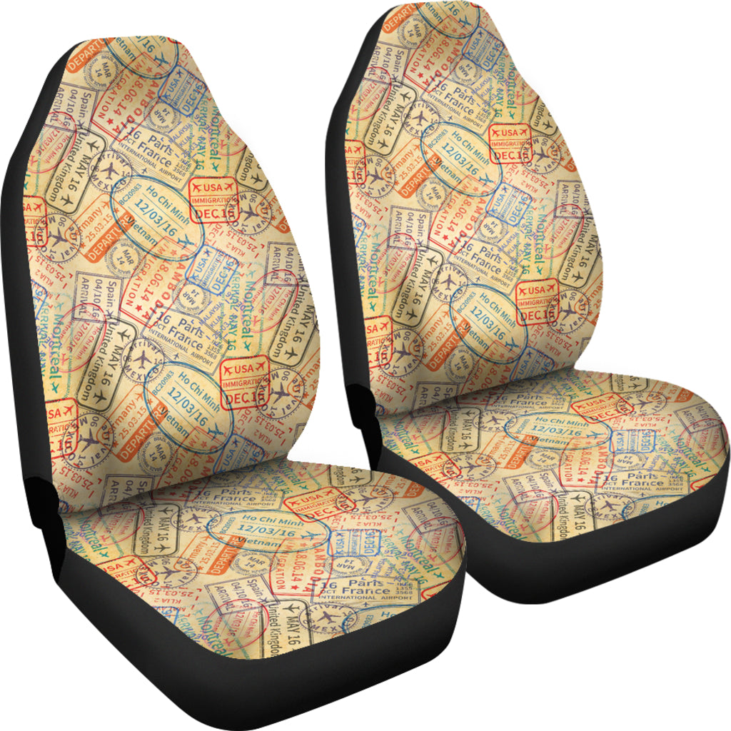 Travel Stamp Print Design LKS302 Car Seat Covers