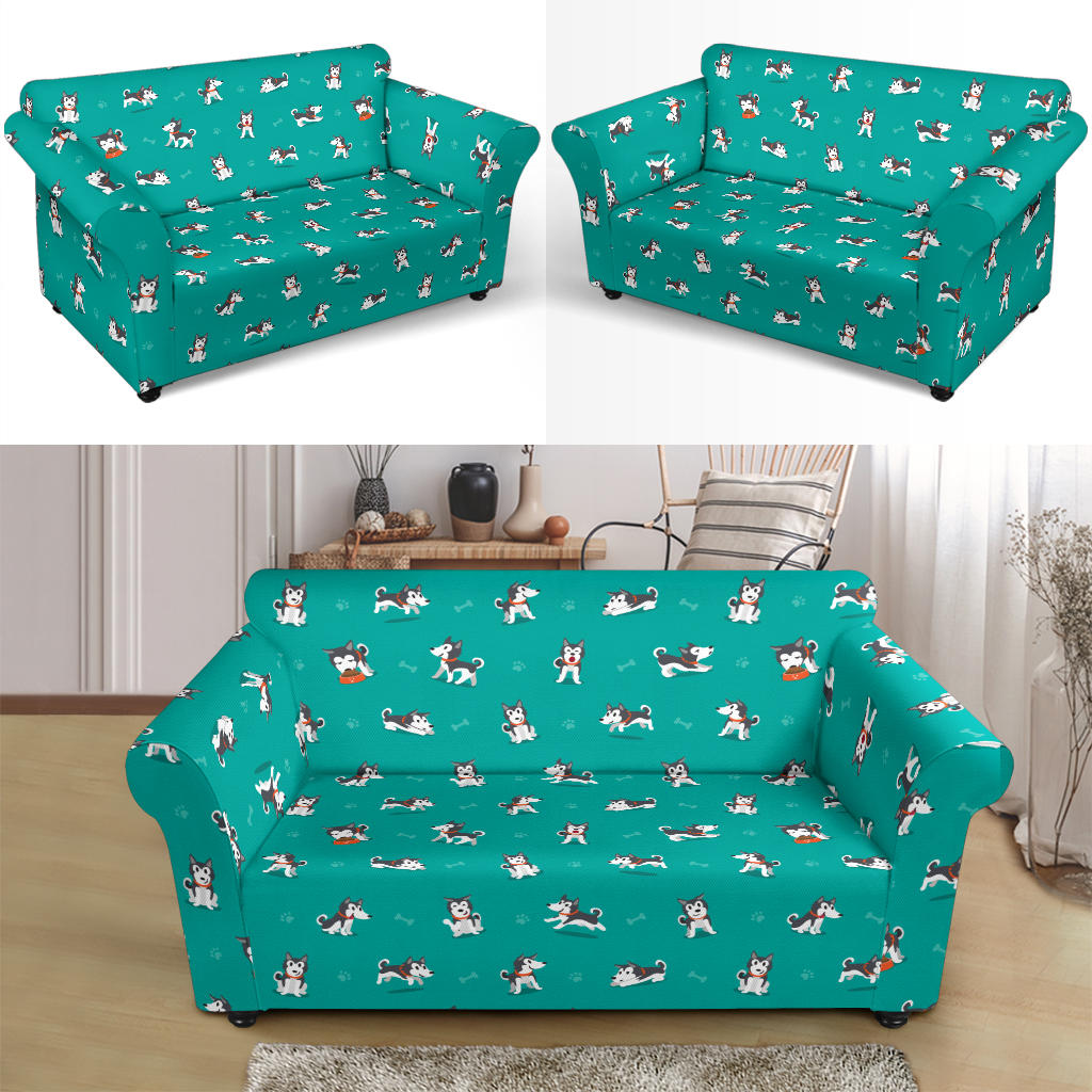 Siberian Huskies Print Design LKS303 Loveseat Couch Slipcover