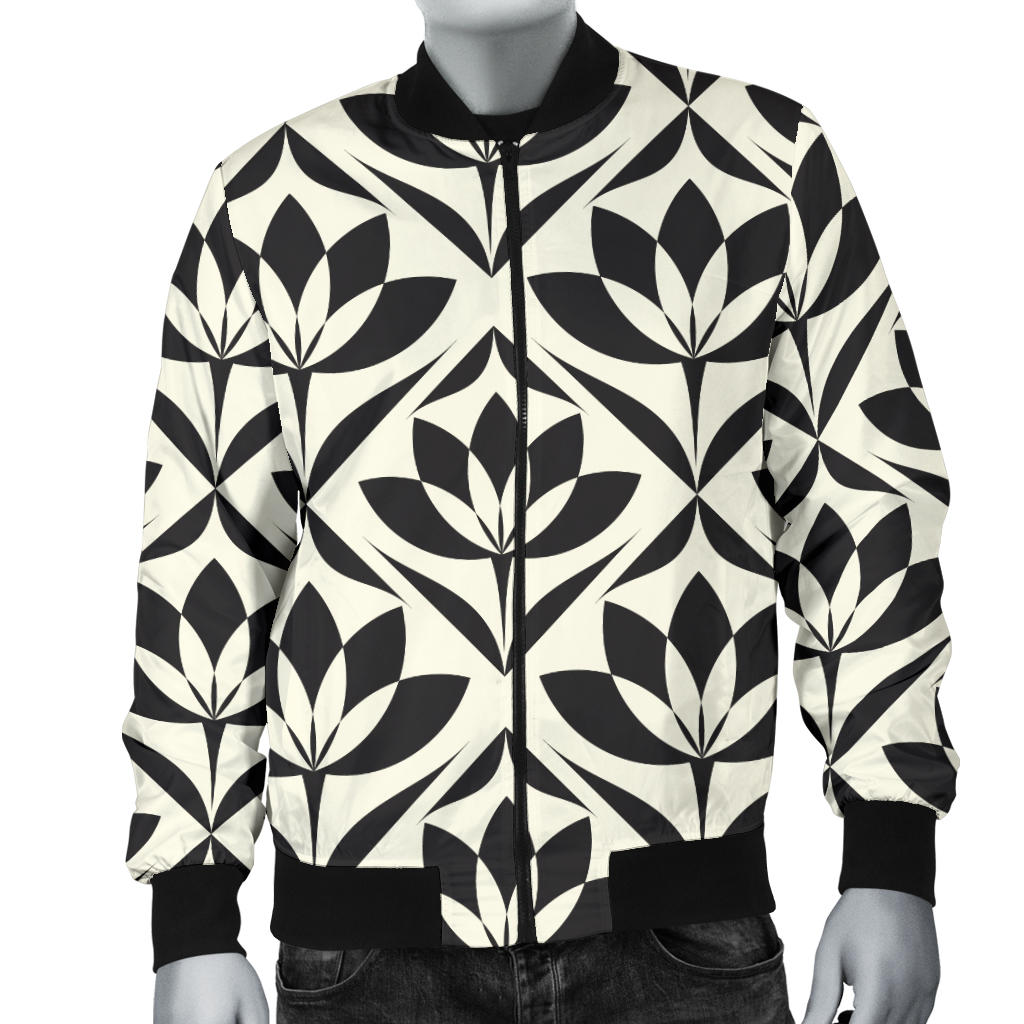 Lotus Pattern Print Men Bomber Jacket