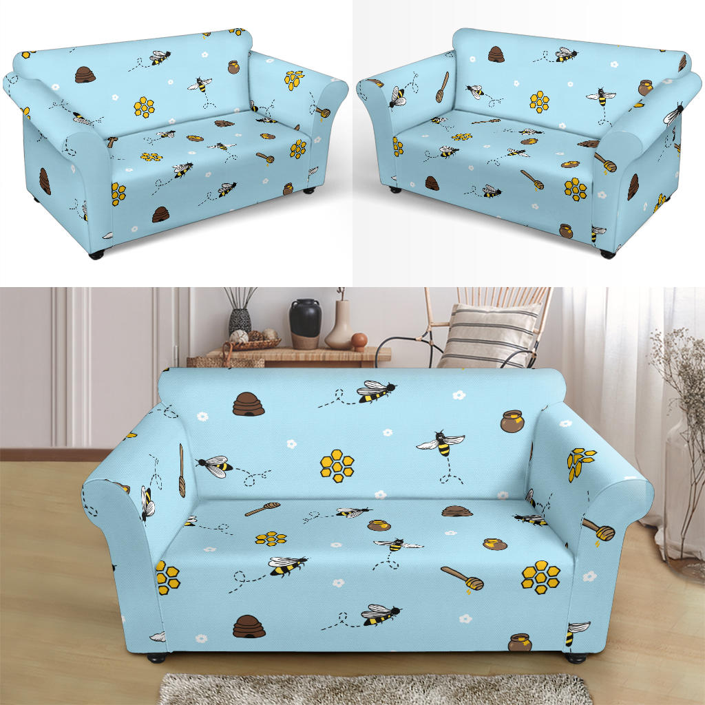 Honey Bee Print Design LKS307 Loveseat Couch Slipcover
