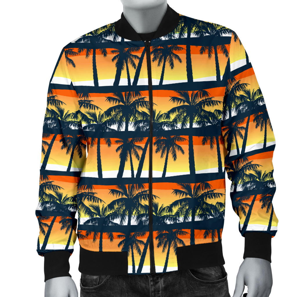 Palm Tree Sunset Design Print Men Bomber Jacket