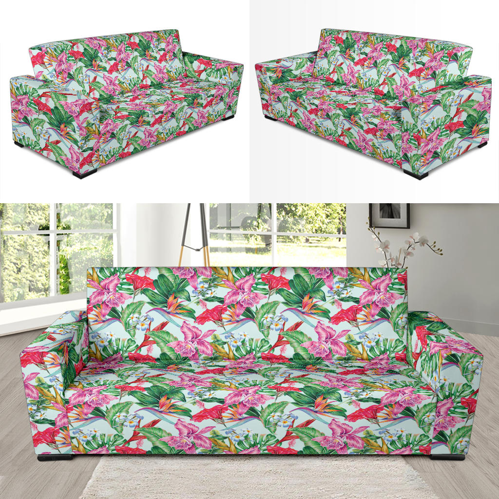 Tropical Flower Print Design LKS304 Sofa Slipcover