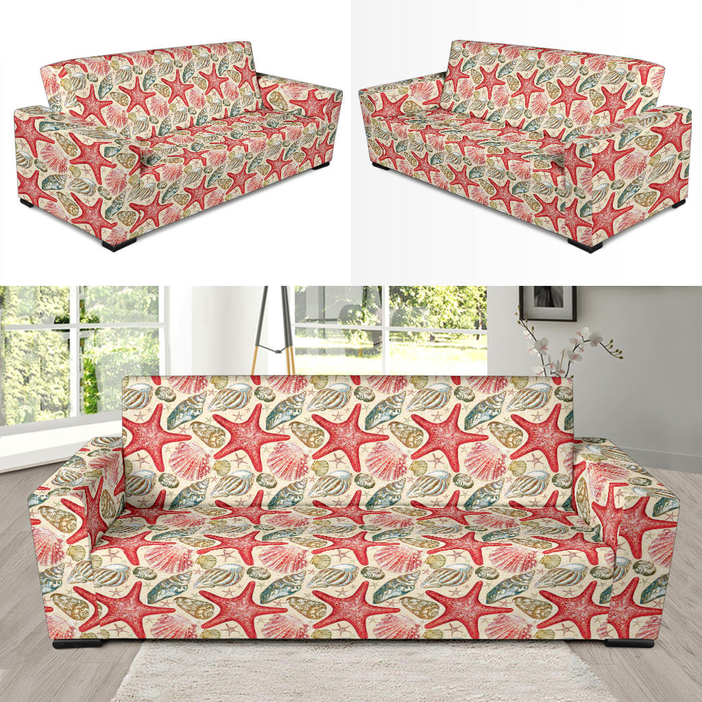Seashell Beach Print Design LKS303 Sofa Slipcover