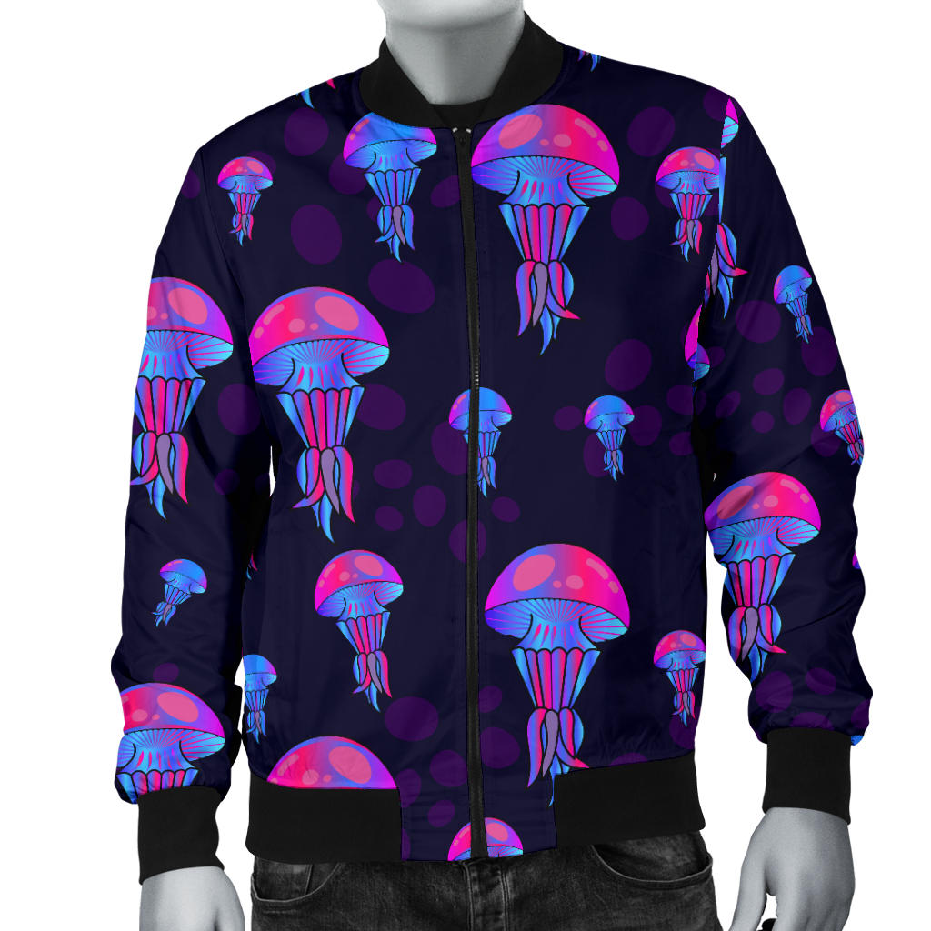 Jellyfish Neon Print Men Bomber Jacket