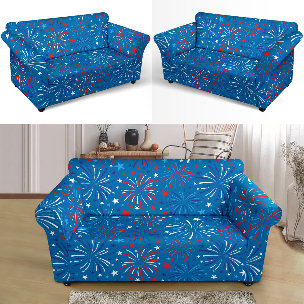 Firework Celebration Print Design LKS304 Loveseat Couch Slipcover