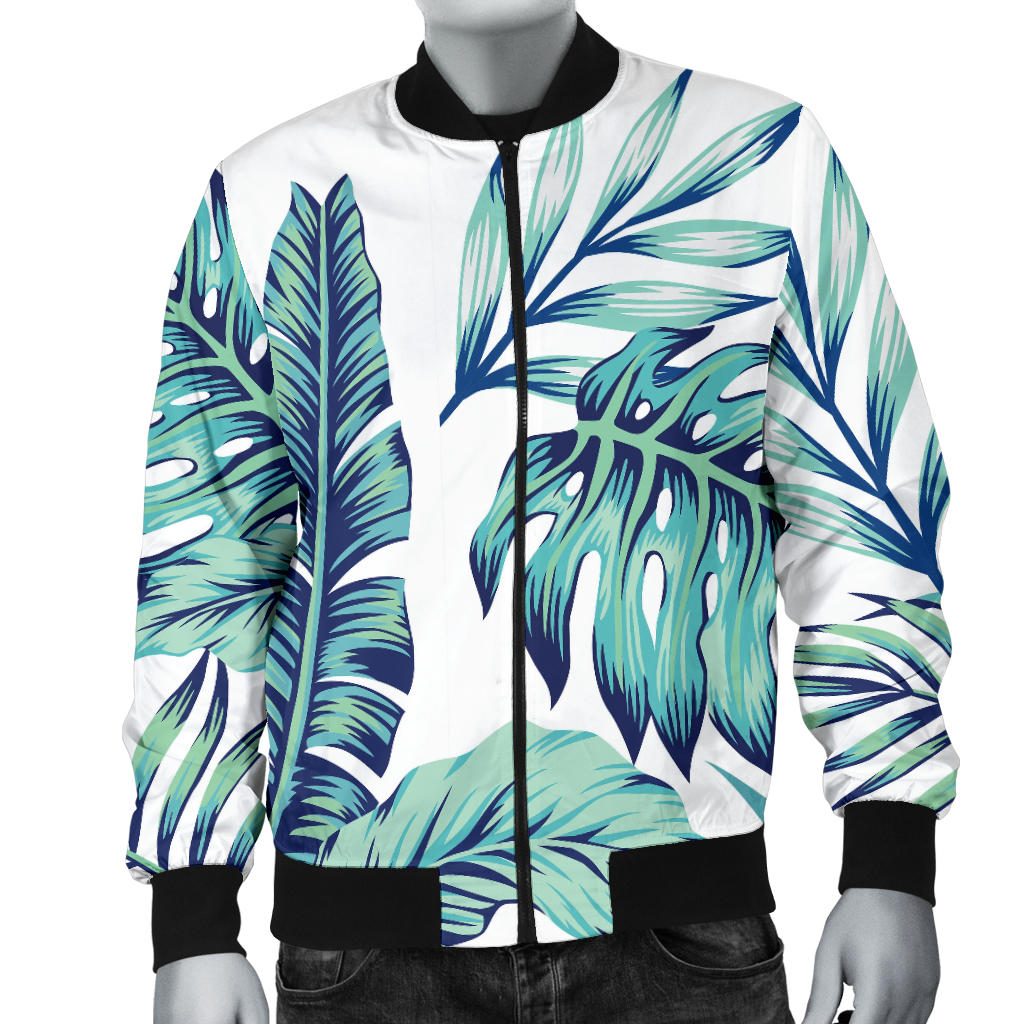 Pattern Tropical Palm Leaves Men Bomber Jacket