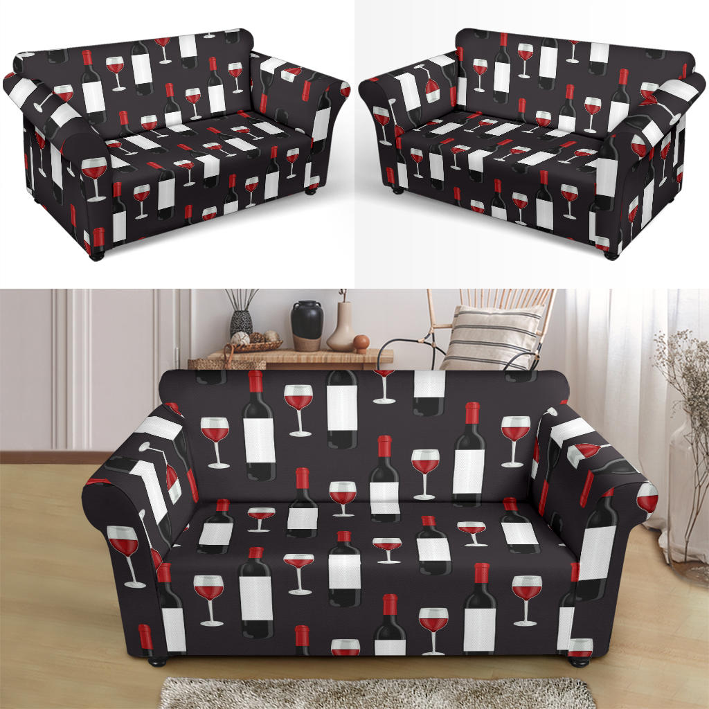 Wine Print Design LKS309 Loveseat Couch Slipcover