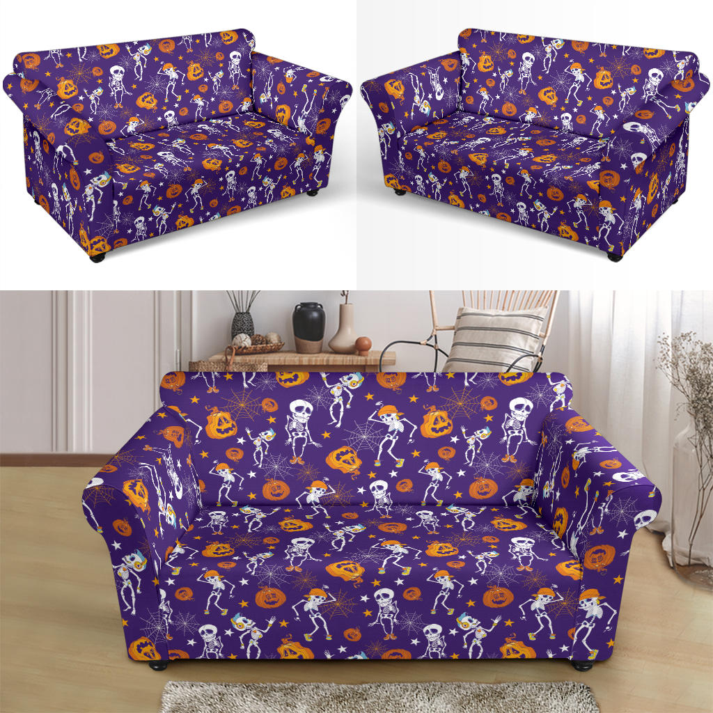 Skeleton Halloween Dance Print Design LKS304 Loveseat Couch Slipcover