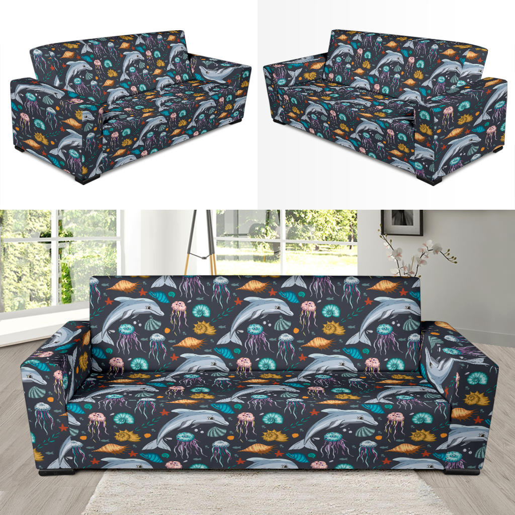 Underwater Dolphin Print Design LKS304 Sofa Slipcover