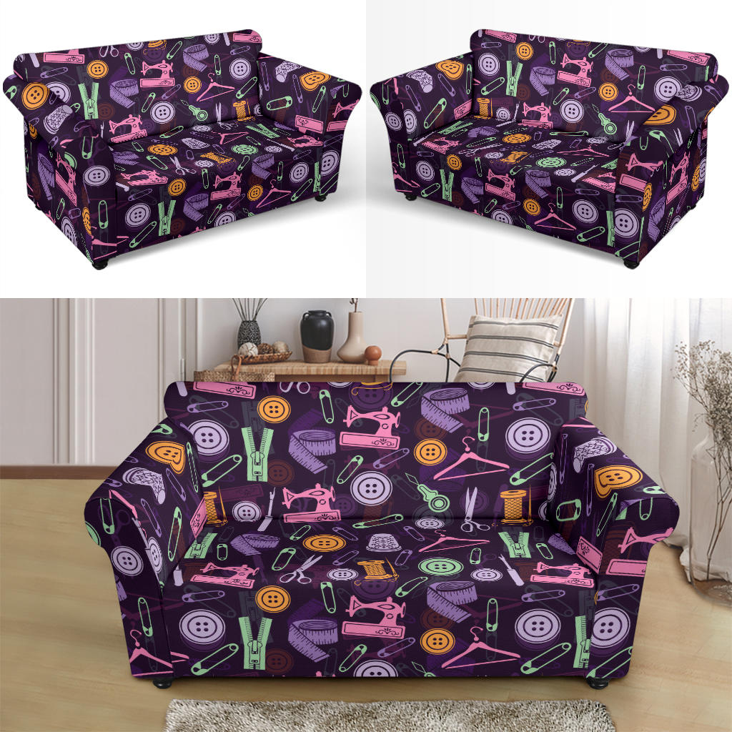 Sewing Equipment Print Design LKS306 Loveseat Couch Slipcover