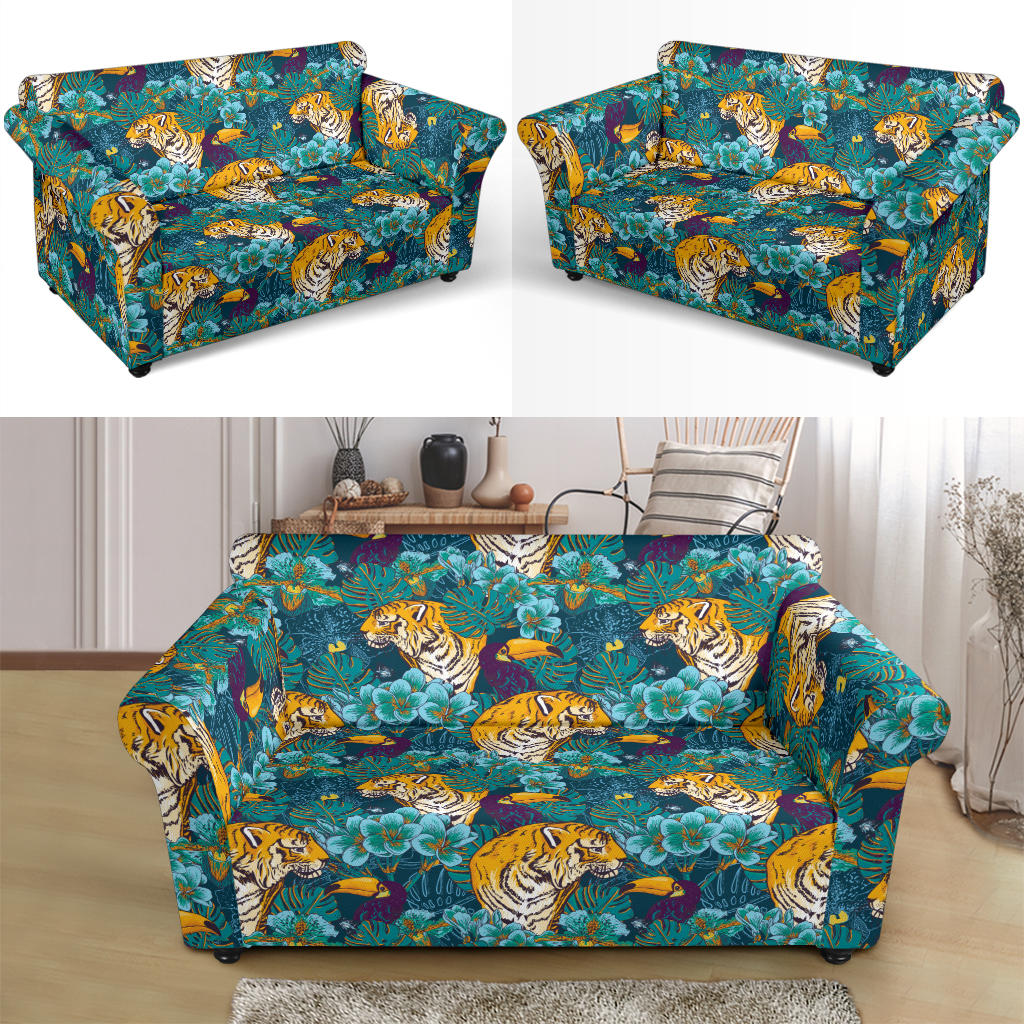 Tiger Tropical Print Design LKS301 Loveseat Couch Slipcover