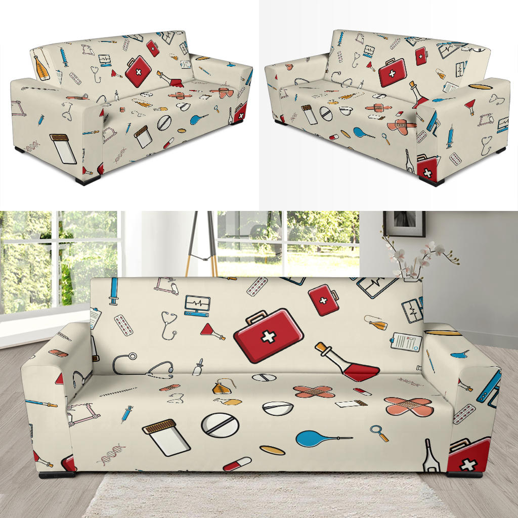 Nurse Pattern Print Design A04 Sofa Slipcover