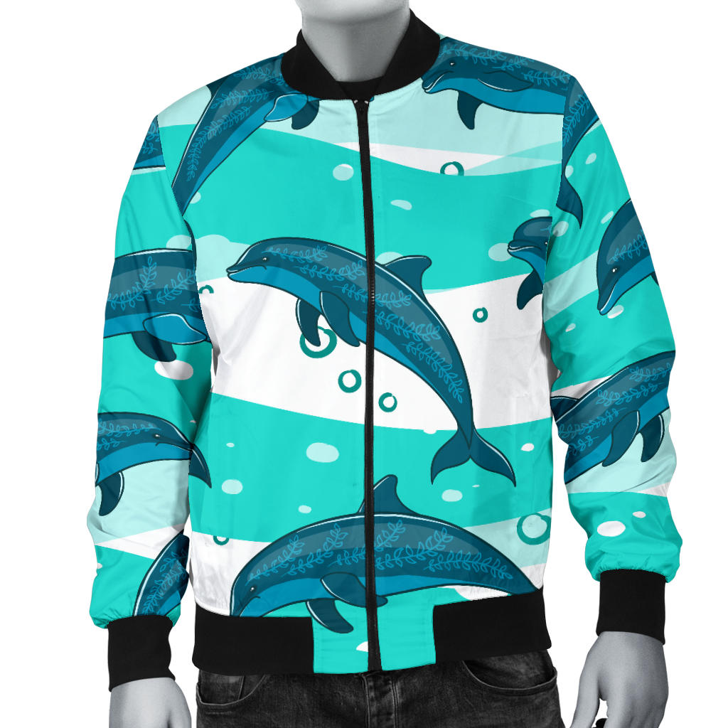 Dolphin Design Print Pattern Men Bomber Jacket