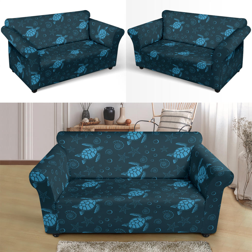 Sea Turtle Print Design LKS308 Loveseat Couch Slipcover
